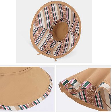 Women's Reversible Wide Brim Sun Hat with Chin Tie Large Floppy Brim Packable Summer Beach Hat