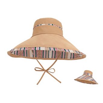 Women's Reversible Wide Brim Sun Hat with Chin Tie Large Floppy Brim Packable Summer Beach Hat