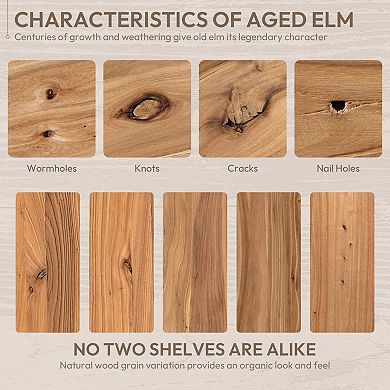 24" Rustic Elm Floating Wall Shelf with Hidden Bracket 2Packs