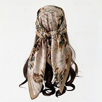 Women's Landscape Floral Square Scarf Large Lightweight Neck Hair Shawl Wrap 35 Inch