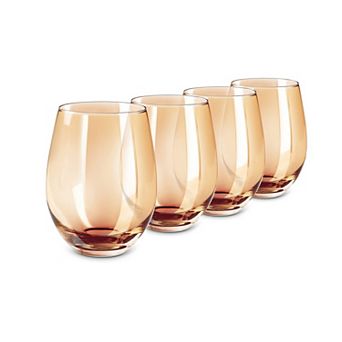 4-20 oz Stemless Wine Glass Colored Tumbler Beverage Cup for Home Bar Party Gift
