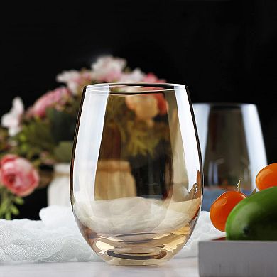 4-20 oz Stemless Wine Glass Colored Tumbler Beverage Cup for Home Bar Party Gift