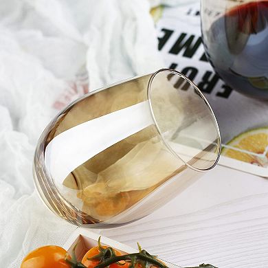 4-20 oz Stemless Wine Glass Colored Tumbler Beverage Cup for Home Bar Party Gift