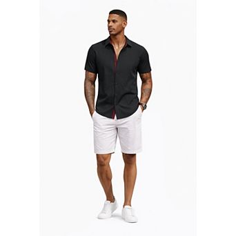Men Short Sleeve Casual Dress Shirt