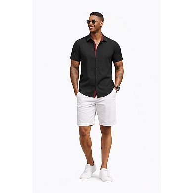 Men Short Sleeve Casual Dress Shirt