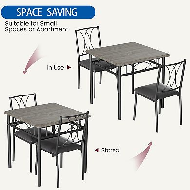 Dining Table Set for 2, Wood Square Dining Table and 2 Upholstered Chairs for Small Spaces