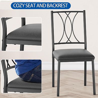 Dining Table Set for 2, Wood Square Dining Table and 2 Upholstered Chairs for Small Spaces