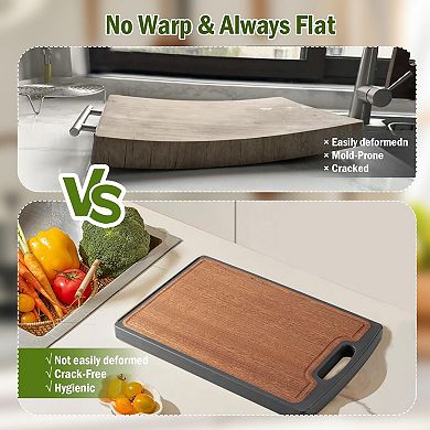 2PC Titanium Wood Double-Sided Chopping Board with Juice Groove