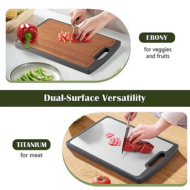 2PC Titanium Wood Double-Sided Chopping Board with Juice Groove