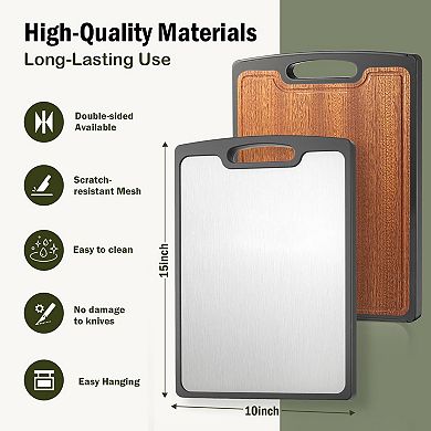 2PC Titanium Wood Double-Sided Chopping Board with Juice Groove