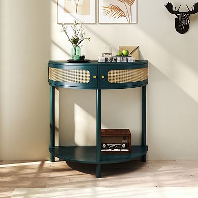 KWPZQEB Console Table with 2 Drawers, Half Moon Design