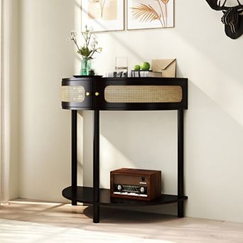KWPZQEB Console Table with 2 Drawers, Half Moon Design