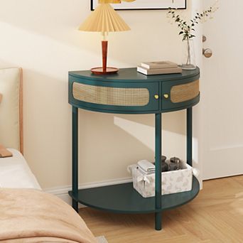KWPZQEB Console Table with 2 Drawers, Half Moon Design
