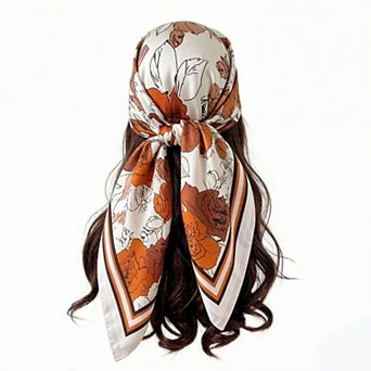 Women's Large Floral Square Scarf 35 Inch Lightweight Fashion Head Neck Shawl Wrap