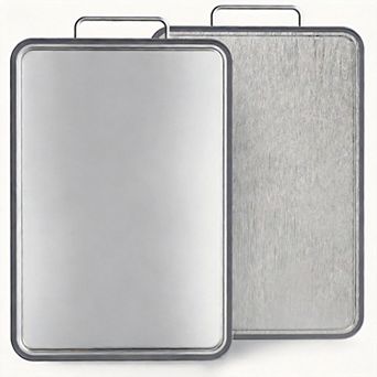 2 pc Double-Sided Stainless Steel Chopping Board with Juice Grooves, Dishwasher Safe
