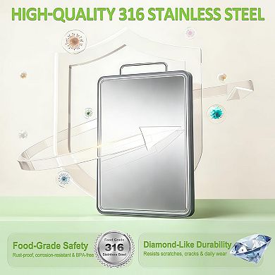 2PC Double-Sided Stainless Steel Chopping Board with Juice Grooves, Dishwasher Safe