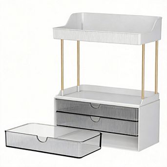3-Drawer 2 tier Bathroom Countertop Organizer Vanity Storage