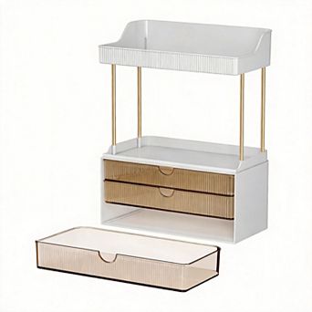 3-Drawer 2 tier Bathroom Countertop Organizer Vanity Storage