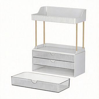 3-Drawer 2 tier Bathroom Countertop Organizer Vanity Storage