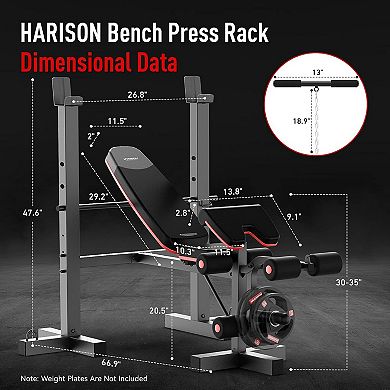 HARISON 6-in-1 Weight Bench Set, Adjustable Workout Bench for Strength Training (HRK-G30813)