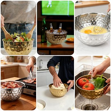 5-piece Stainless Steel Mixing Bowls Metal 1.6-4.9 Qt