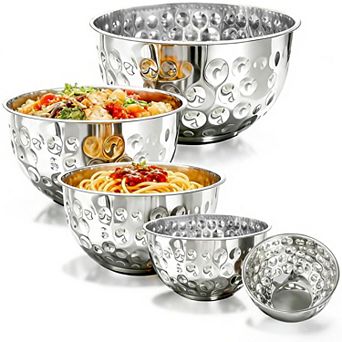 5 pc Stainless Steel Mixing Bowls Metal 1.6-4.9 Qt