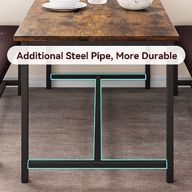 Rectangular Dining Table Set for 4, Kitchen Table Set with 2 Upholstered Benches, for Small Space