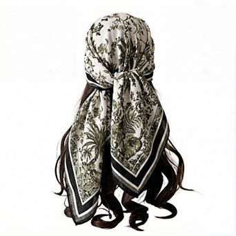 Women's Large Botanical Square Scarf 35 Inch Lightweight Fashion Neck Hair Shawl Wrap