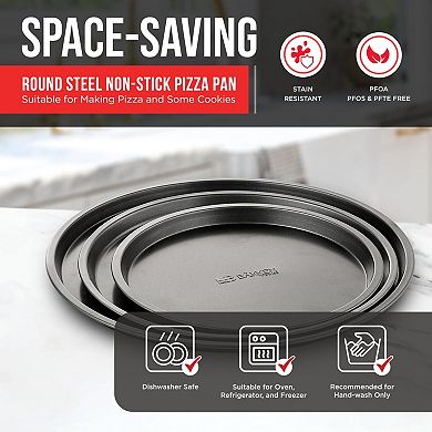 Bakken Swiss 3-Piece Nonstick Pizza Tray Set Ceramic Steel Pans, Dishwasher Safe