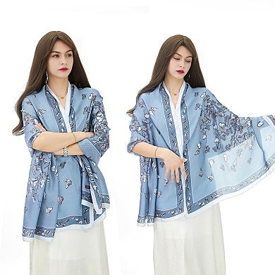 Silk Feeling Long Scarf Lightweight Sunscreen Shawl Wrap Women