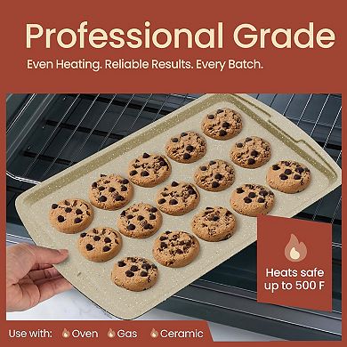 3-Piece Kitchen Baking Pan Set Nonstick Carbon Steel Bakeware, Oven Safe 450°F