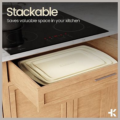 3-Piece Kitchen Baking Pan Set Nonstick Carbon Steel Bakeware, Oven Safe 450°F