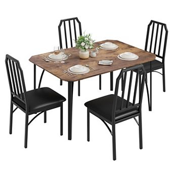 Dining Table Set for 4, Rectangular Kitchen Table and Upholstered Chairs, for Kitchen, Apartment