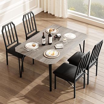 Dining Table Set for 4, Rectangular Kitchen Table and Upholstered Chairs, for Kitchen, Apartment