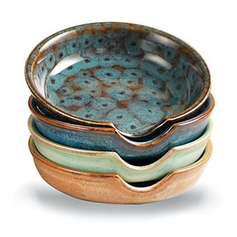 Ceramic Spoon Rest Kitchen Utensil Rest 4 pack