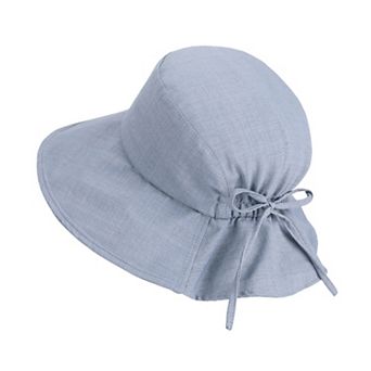 Women's Wide Brim Sun Hat with Back Bow Adjustable Cotton Bucket Hat Summer Beach Sun Hat
