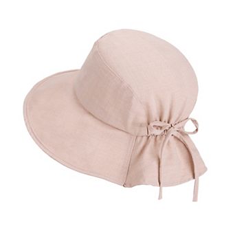 Women's Wide Brim Sun Hat with Back Bow Adjustable Cotton Bucket Hat Summer Beach Sun Hat