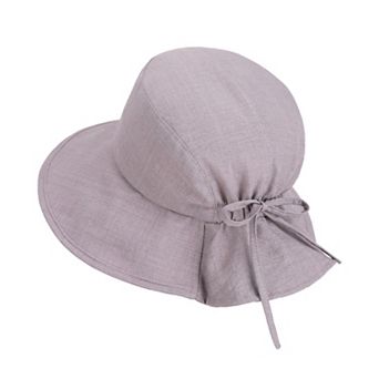 Women's Wide Brim Sun Hat with Back Bow Adjustable Cotton Bucket Hat Summer Beach Sun Hat