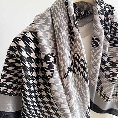 Women's Houndstooth Large Square Scarf Lightweight Head Neck Hair Wrap 35 Inch