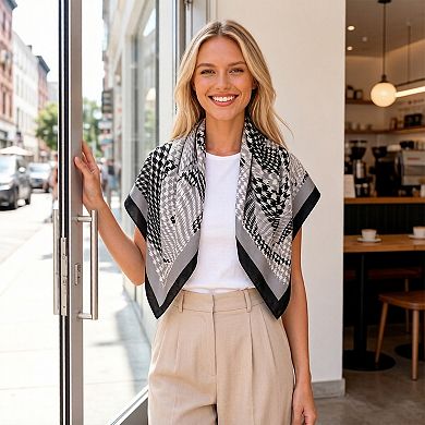 Women's Houndstooth Large Square Scarf Lightweight Head Neck Hair Wrap 35 Inch