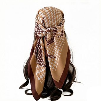 Women's Houndstooth Large Square Scarf Lightweight Head Neck Hair Wrap 35 Inch