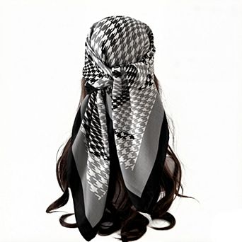 Women's Houndstooth Large Square Scarf Lightweight Head Neck Hair Wrap 35 Inch