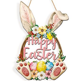 Easter Bunny Wooden Door Wreath Spring Decor