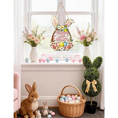 Easter Bunny Wooden Door Wreath Spring Decor
