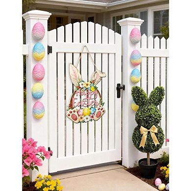 Easter Bunny Wooden Door Wreath Spring Decor