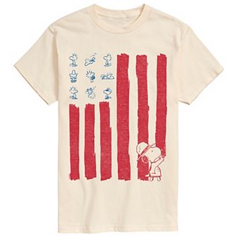 Men's Peanuts Snoopy & Woodstock American Flag Graphic Tee