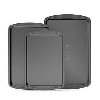 3 pc Kitchen Baking Pan Set Nonstick Carbon Steel Bakeware, Oven Safe 450°F