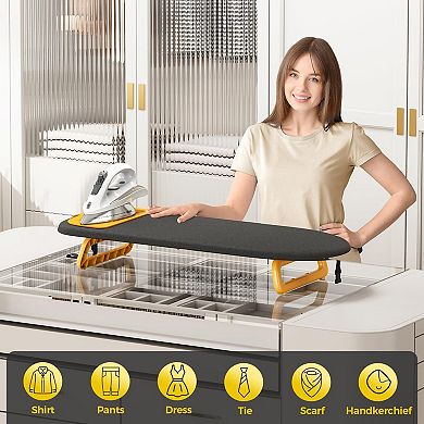 Foldable Mini Ironing Board 12x32 with Iron Mat Heat-Resistant Cover Travel Dorm