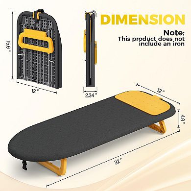 Foldable Mini Ironing Board 12x32 with Iron Mat Heat-Resistant Cover Travel Dorm