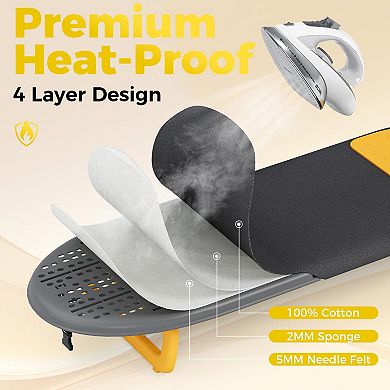 Foldable Mini Ironing Board 12x32 with Iron Mat Heat-Resistant Cover Travel Dorm